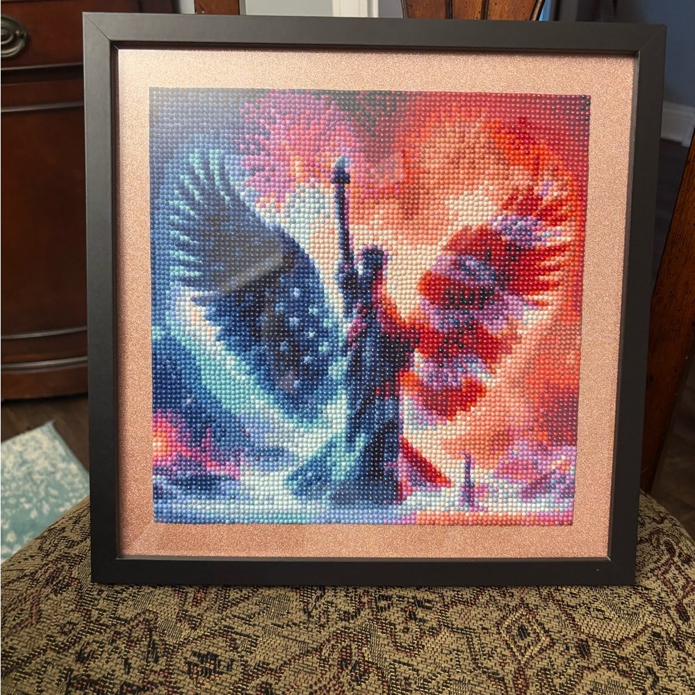 Patriot Statue of Liberty with Eagle wings, Diamond Art